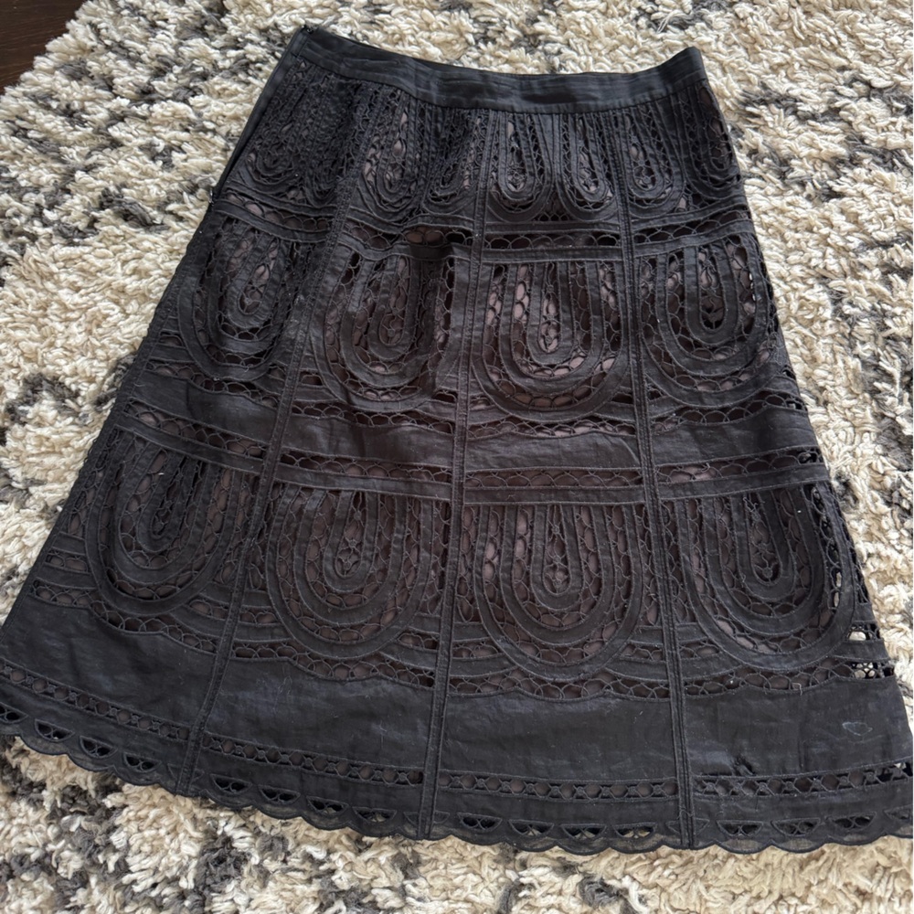 Ann Taylor Black A-Line Lace Skirt